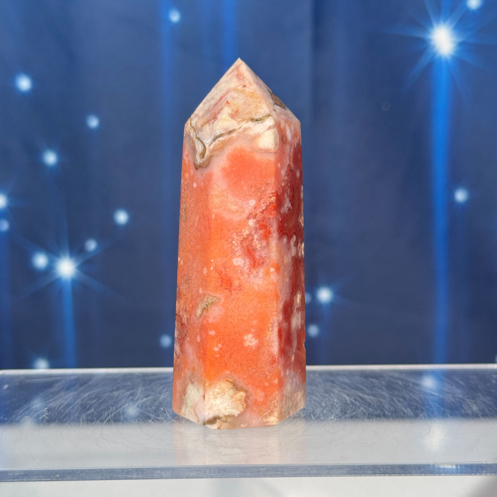 Carnelian Flower Agate Point – Heated • 0.102 kg