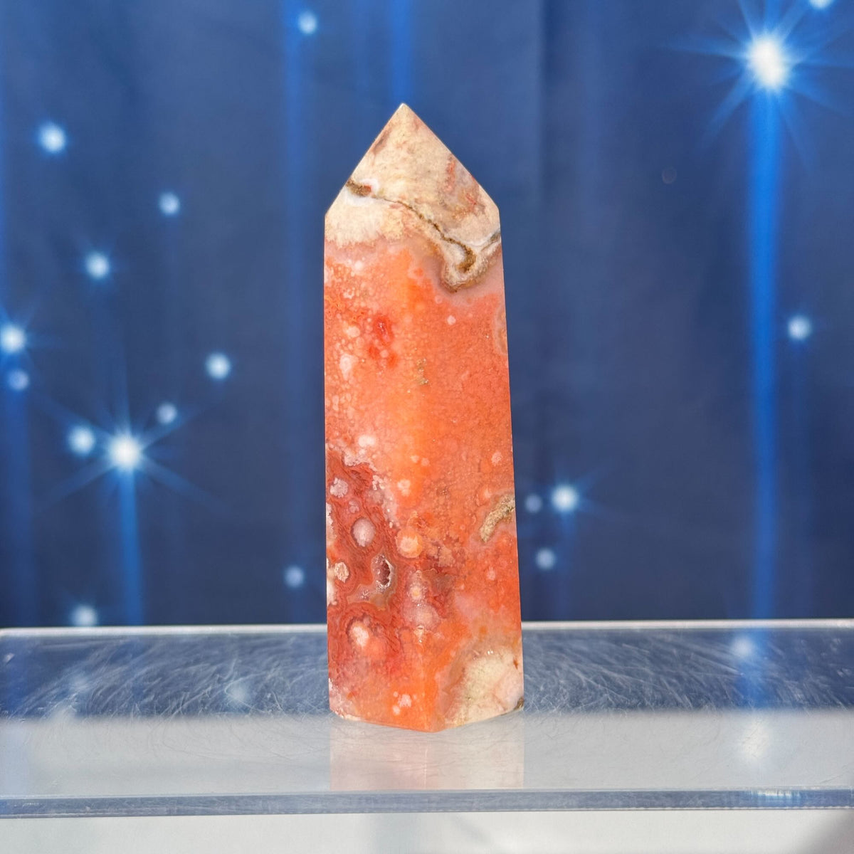 Carnelian Flower Agate Point – Heated • 0.102 kg