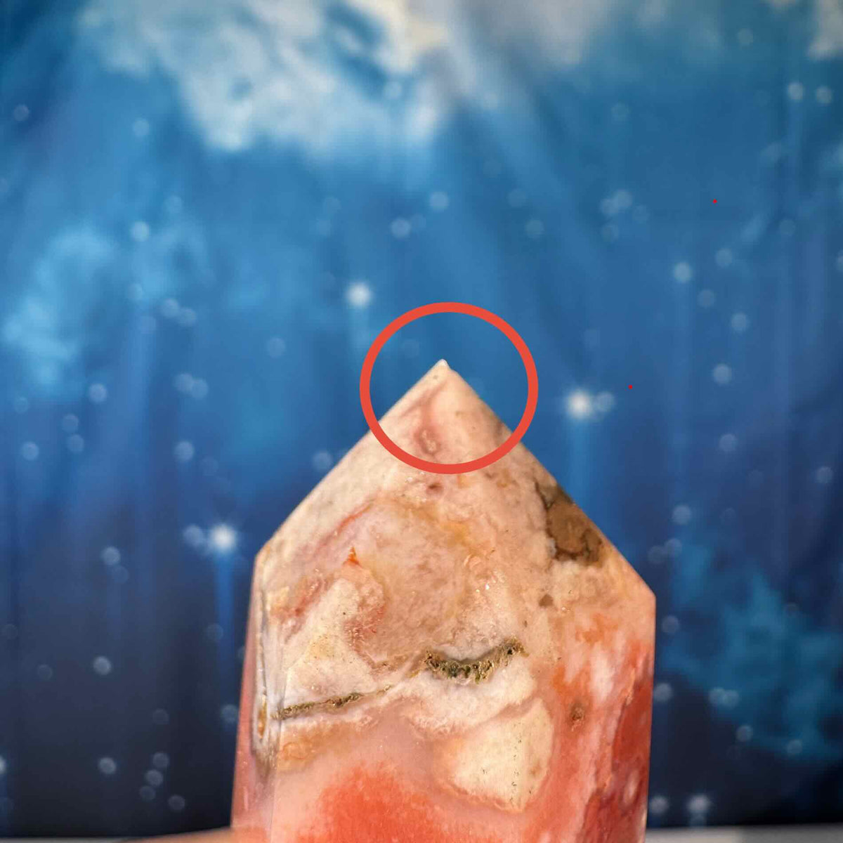 Carnelian Flower Agate Point – Heated • 0.102 kg