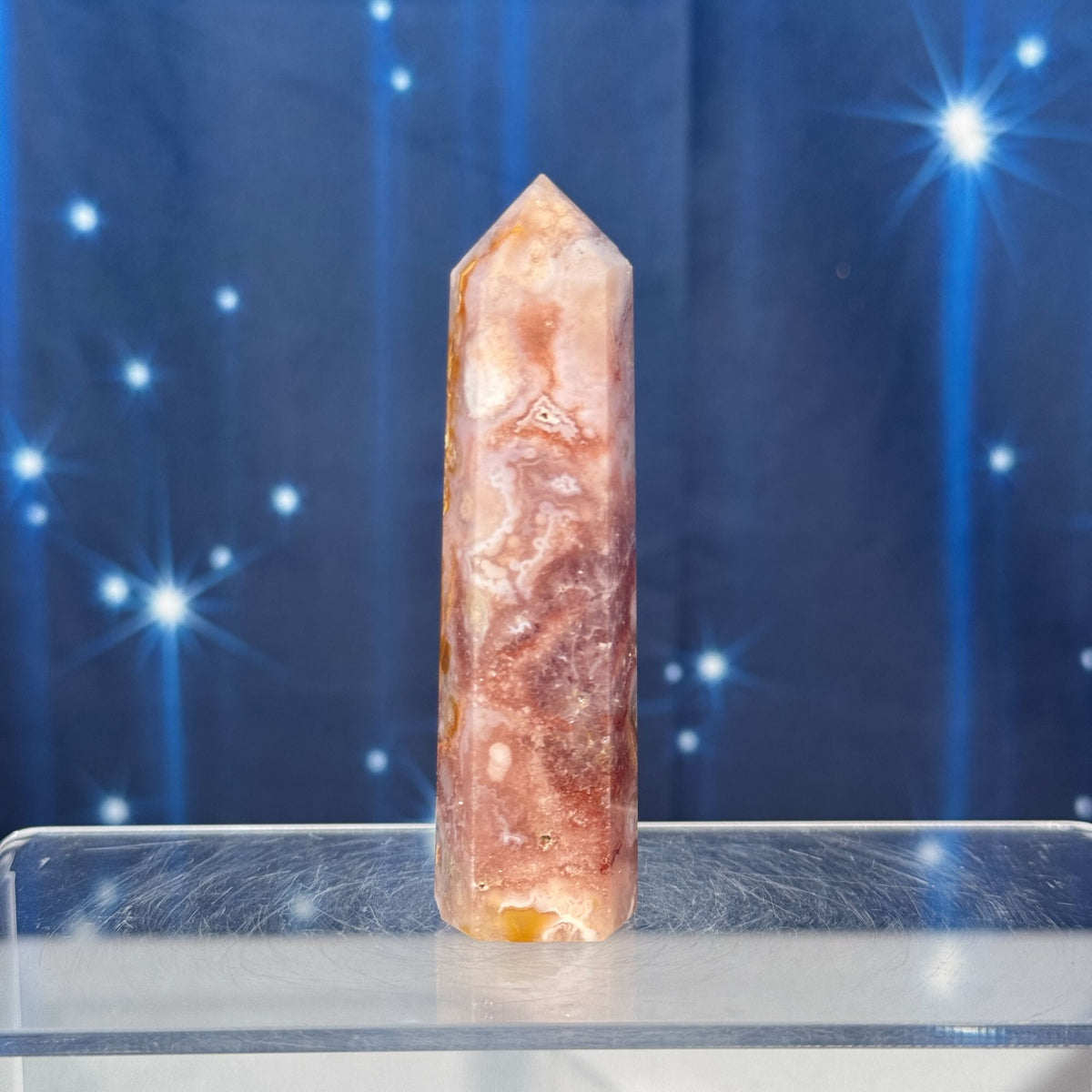 Flower Agate with Quartz Point – 0.073 kg