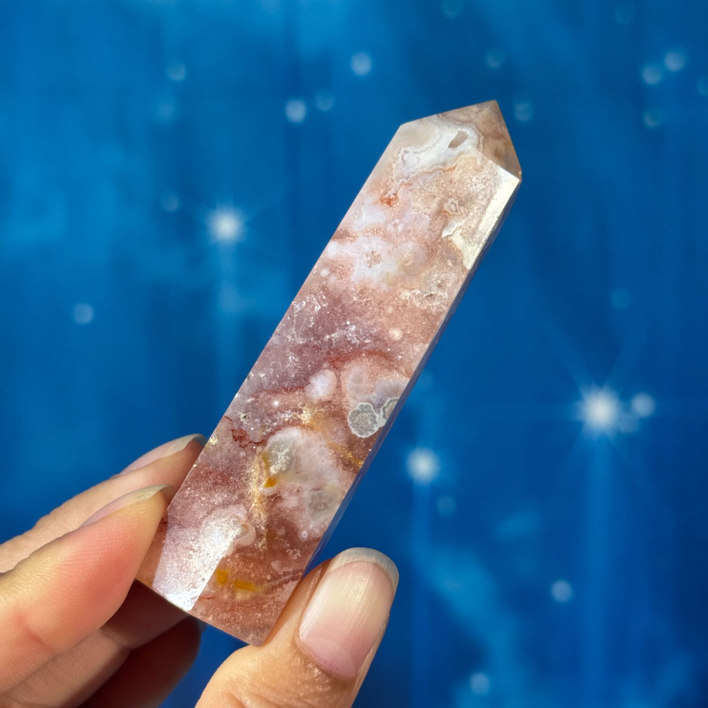Flower Agate with Quartz Point – 0.073 kg