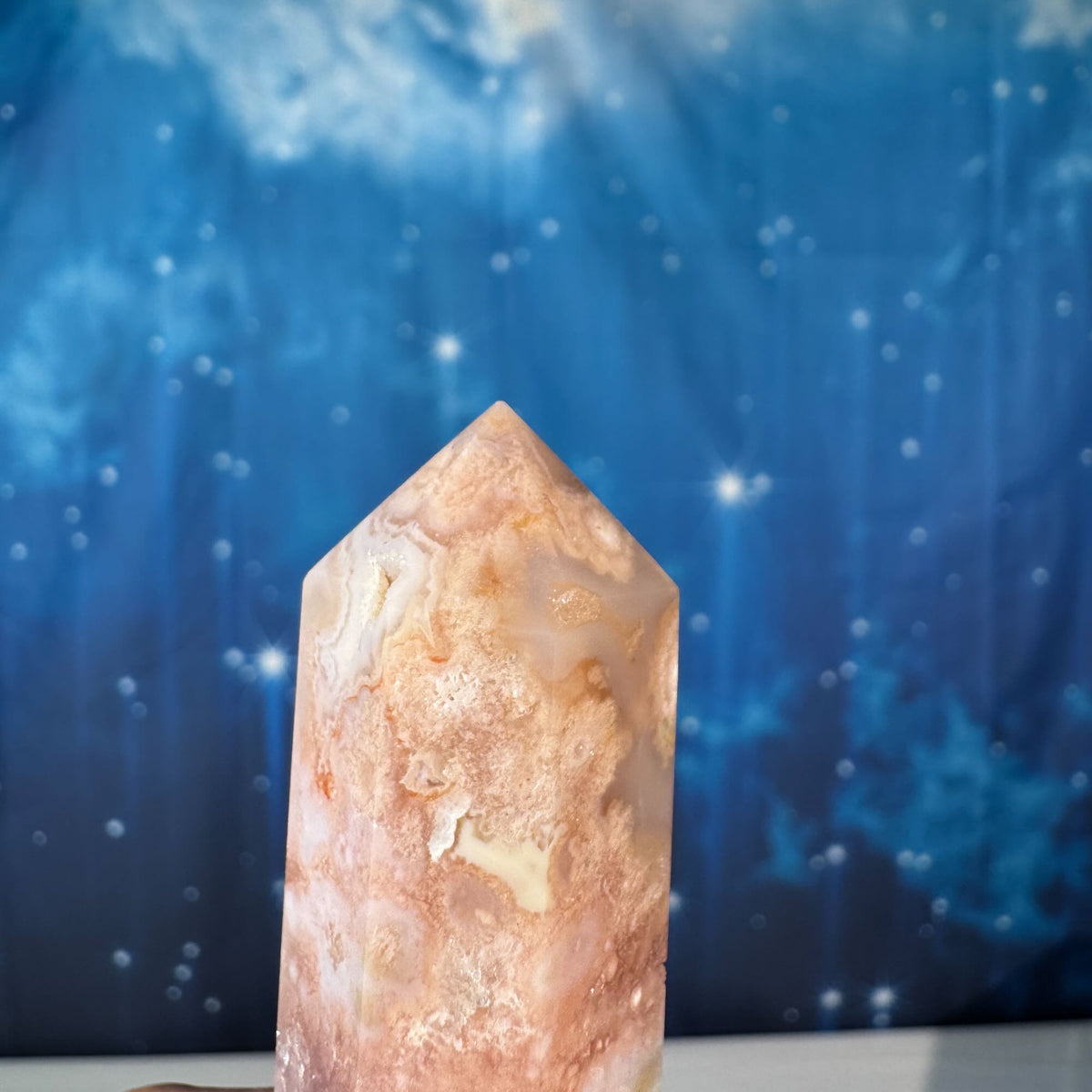 Flower Agate with Quartz Point – 0.073 kg