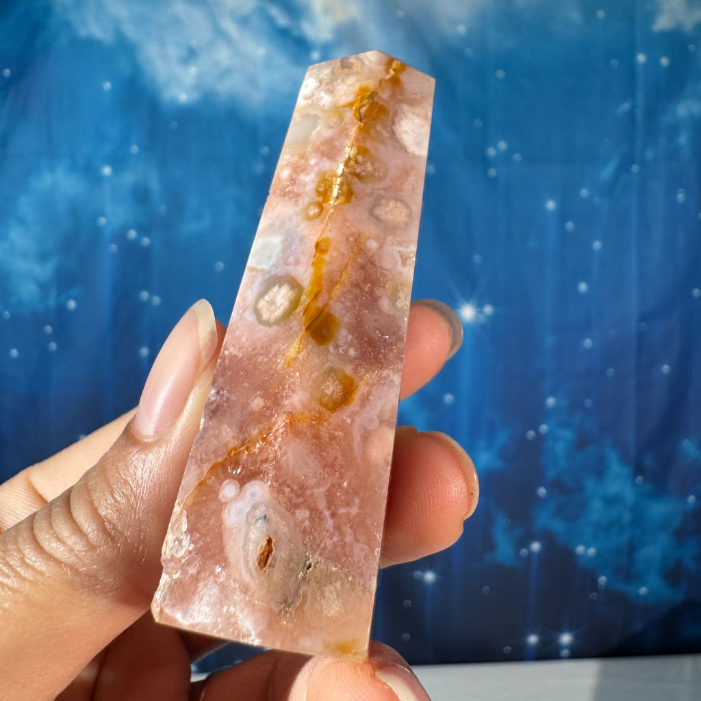 Flower Agate with Quartz Point – 0.073 kg