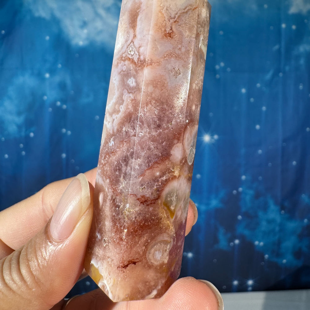 Flower Agate with Quartz Point – 0.073 kg