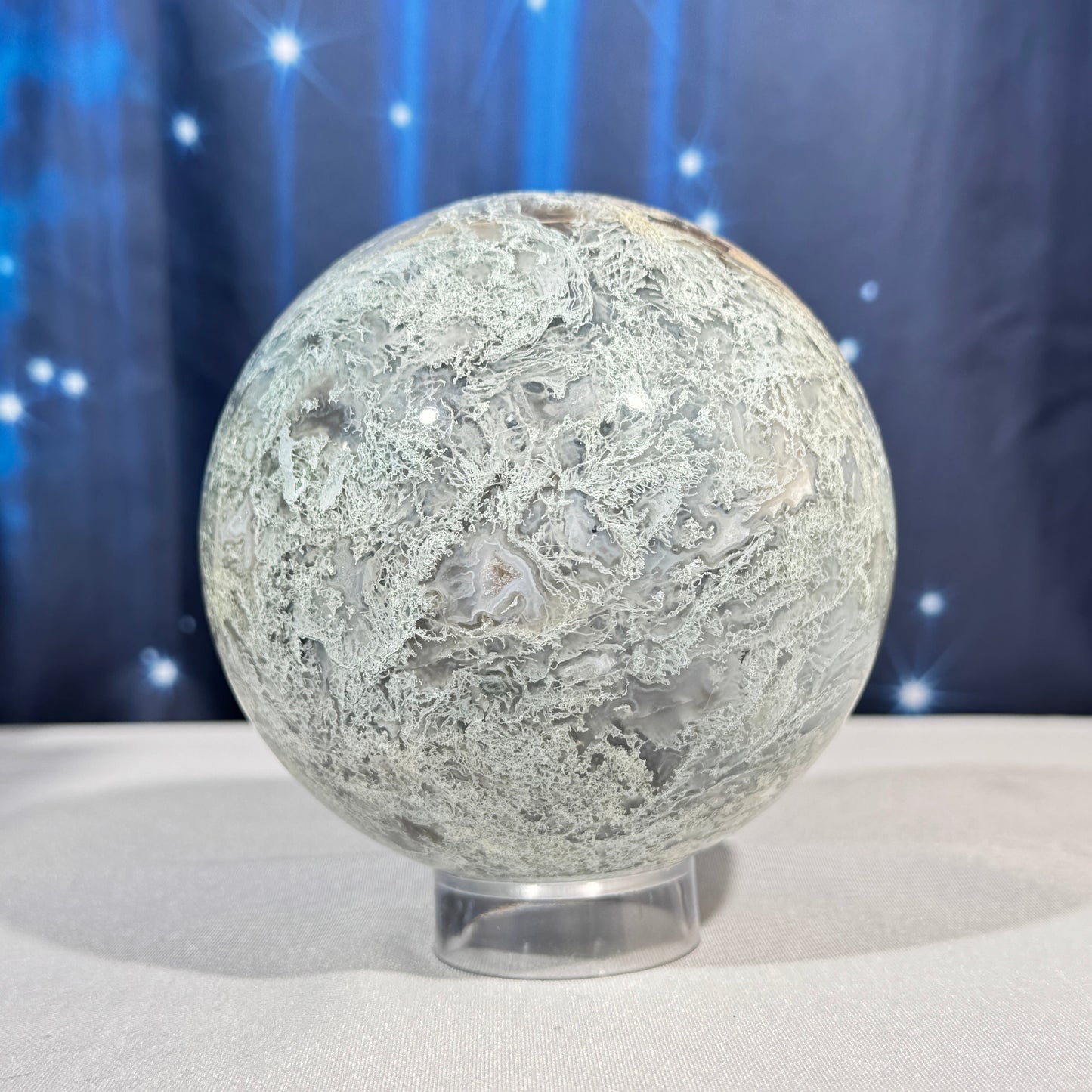 Moss agate sphere - 111mm - 4 lbs 13 oz