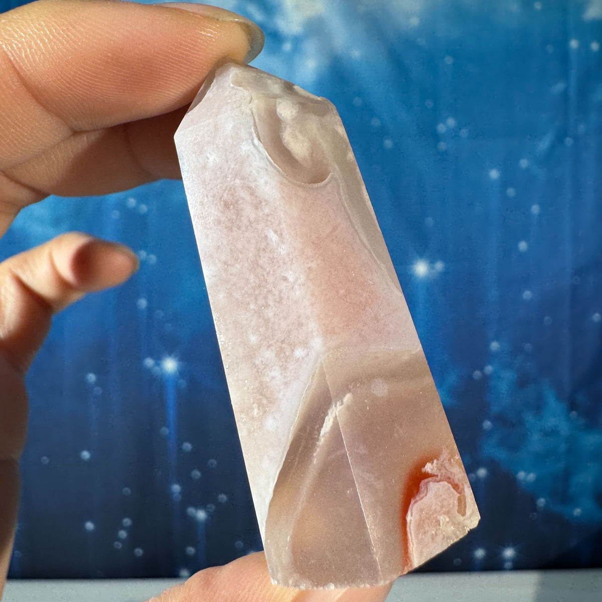 Flower Agate with Quartz Point – 0.051 kg