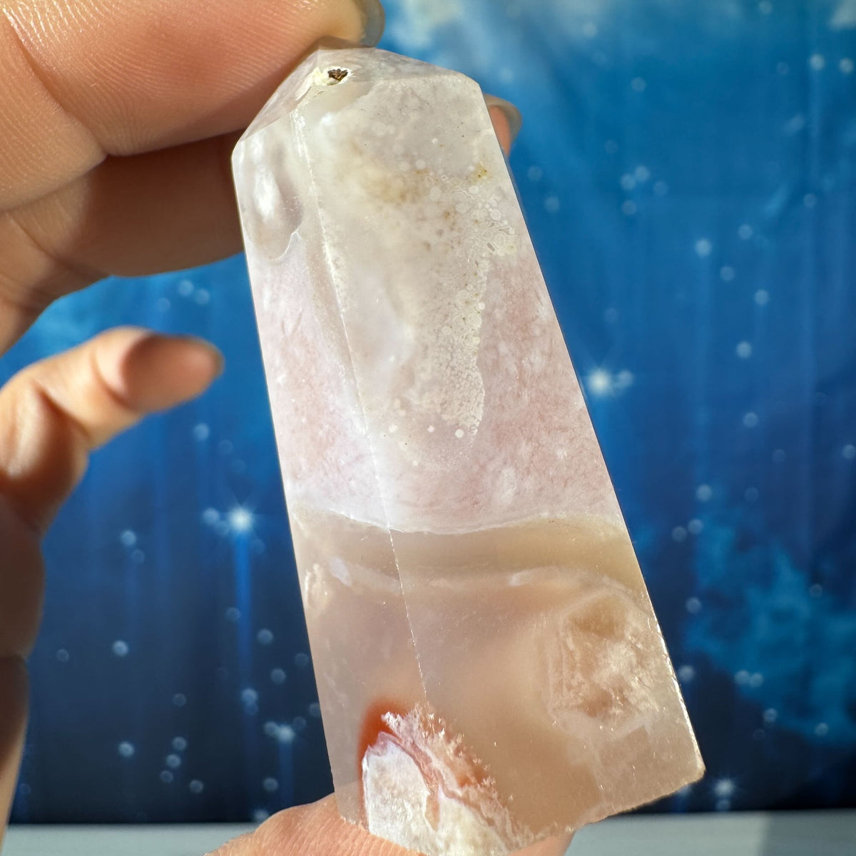 Flower Agate with Quartz Point – 0.051 kg