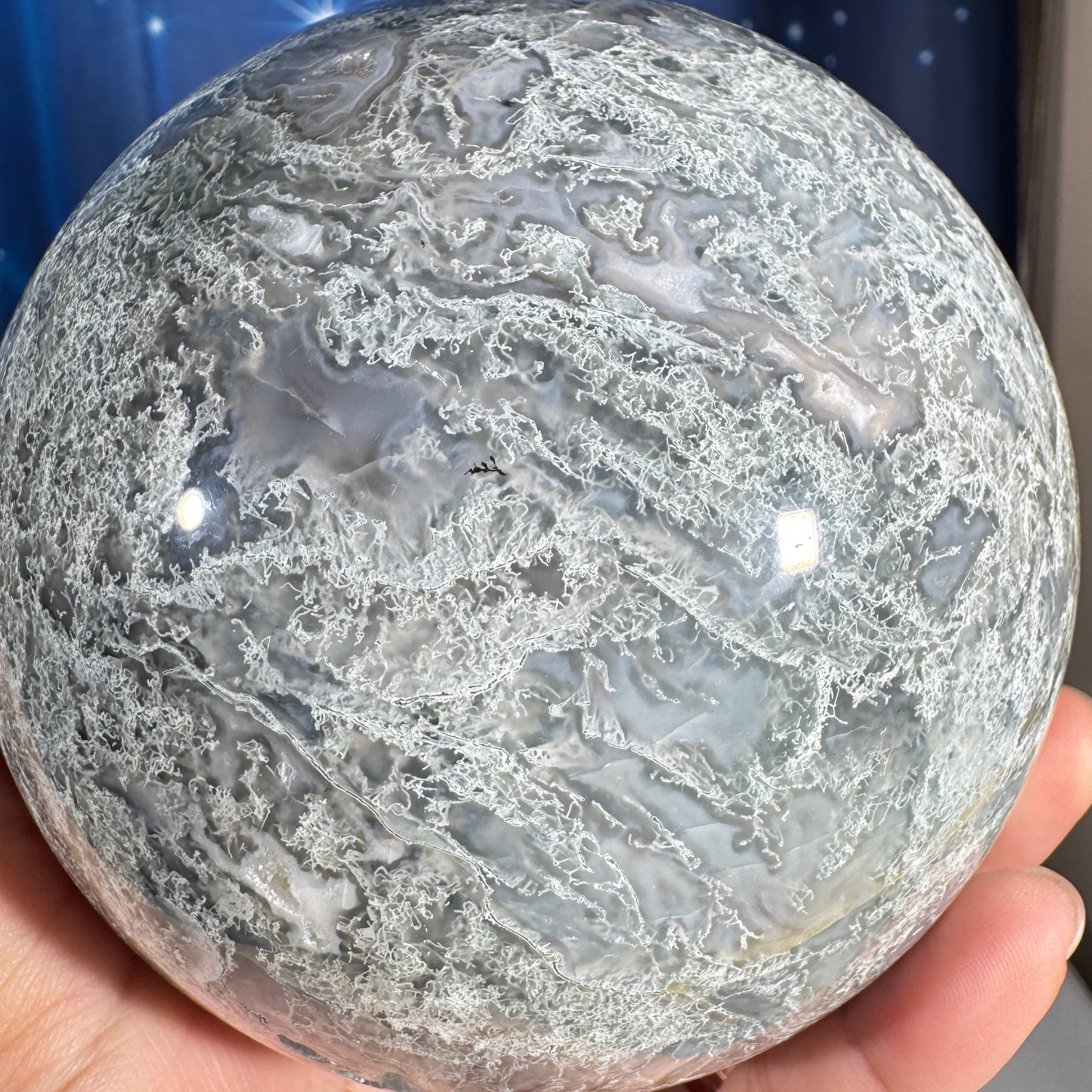 Moss agate sphere - 111mm - 4 lbs 13 oz