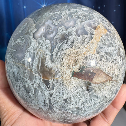 Moss agate sphere - 111mm - 4 lbs 13 oz