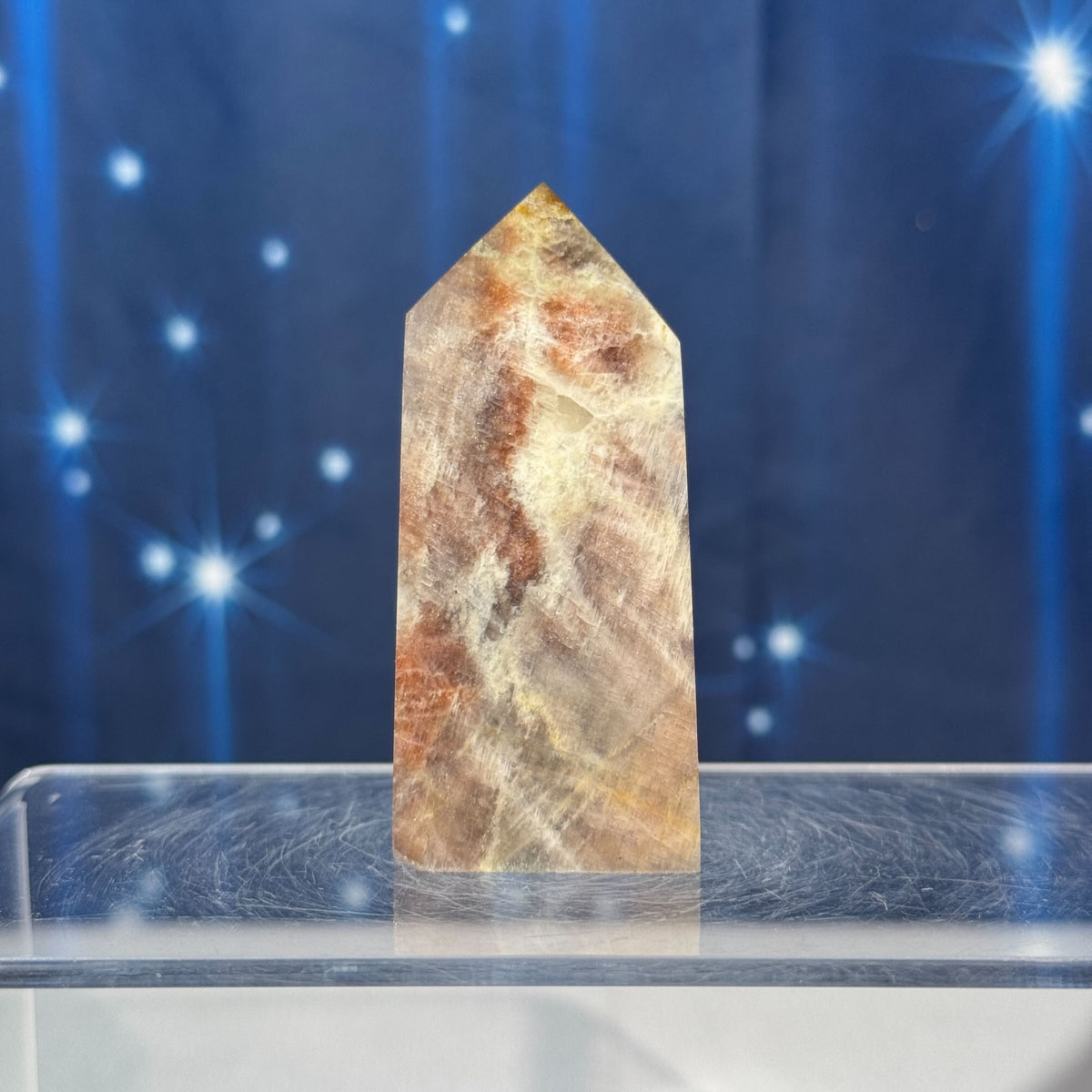 Moonstone with Sunstone Point – Belomorite • 0.088 kg