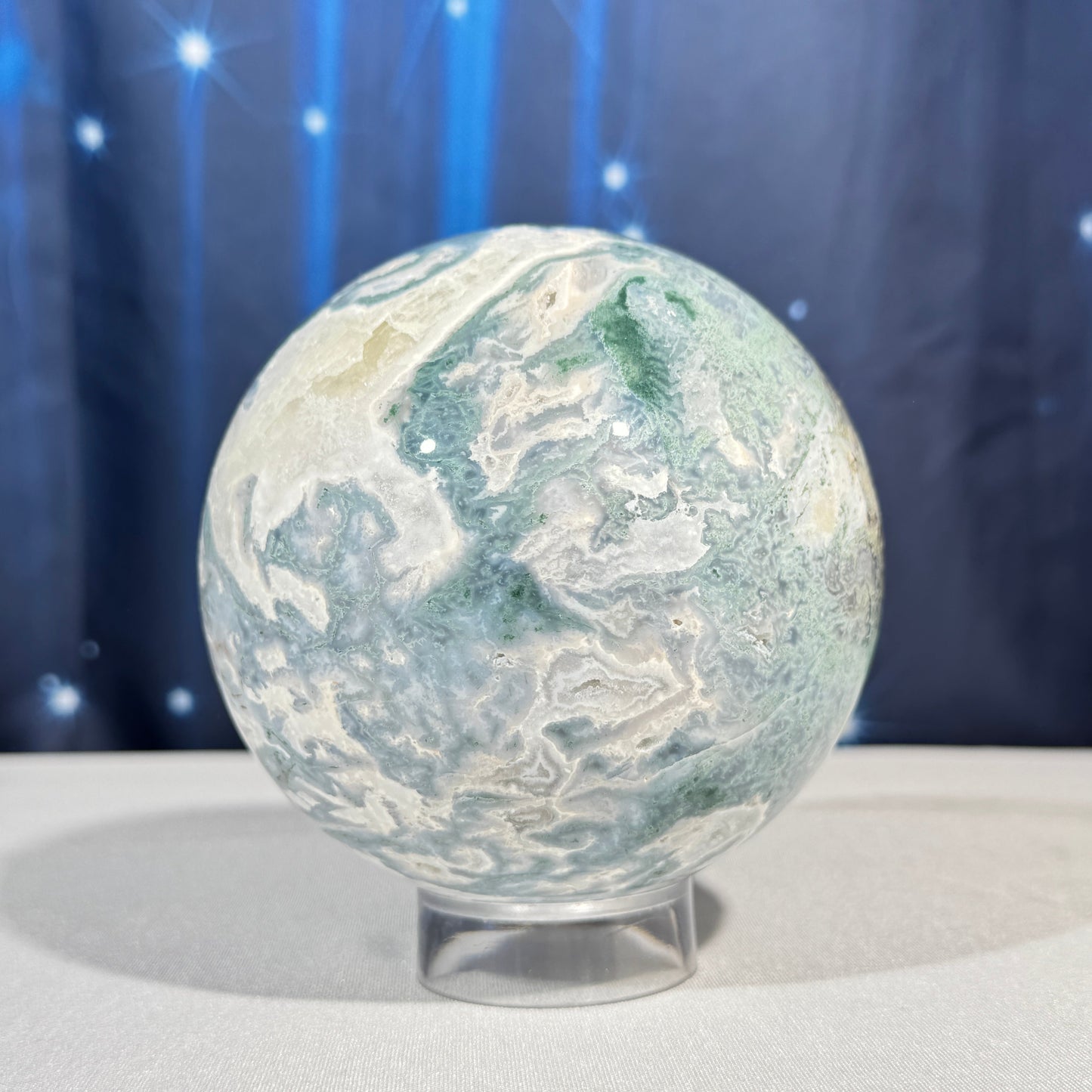 Moss agate sphere - 106mm - 4 lbs 1.5 oz