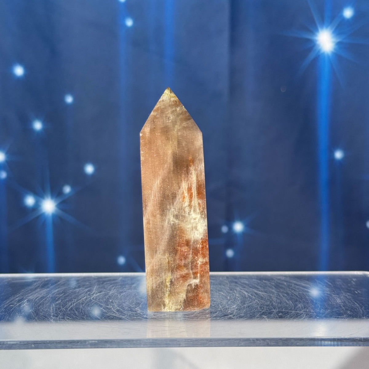Moonstone with Sunstone Point – Belomorite • 0.088 kg