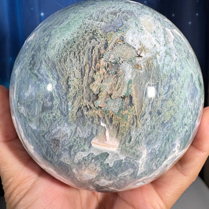 Moss agate sphere - 106mm - 4 lbs 1.5 oz