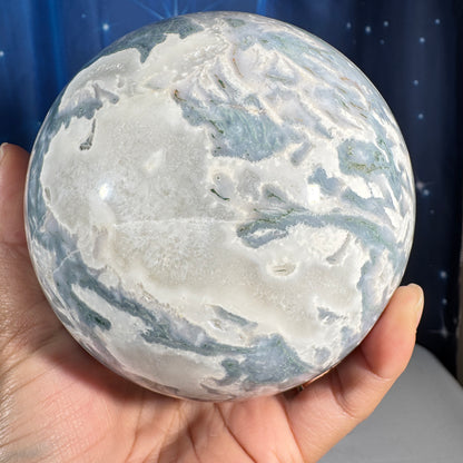 Moss agate sphere - 106mm - 4 lbs 1.5 oz