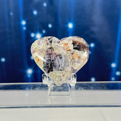 Iolite sunstone heart - 2 1/8 × 3/4 × 2 in - 2.4 oz