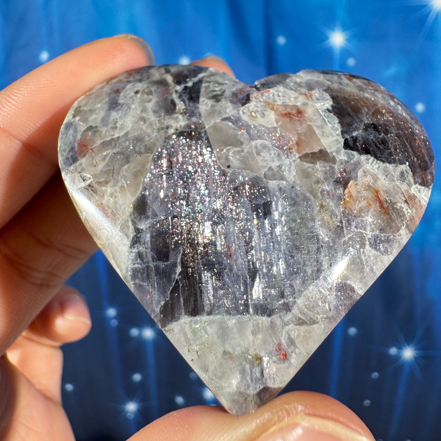 Iolite sunstone heart - 2 1/8 × 3/4 × 2 in - 2.4 oz