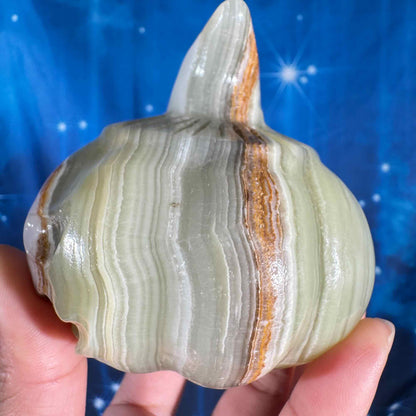 Green Banded Calcite Pumpkin – 0.493 kg
