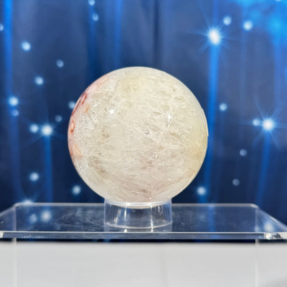 Flower Agate in Quartz sphere –  66 mm - 14.6 oz