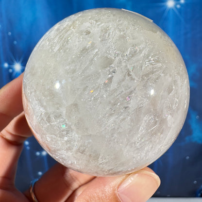 Flower Agate in Quartz sphere –  66 mm - 14.6 oz