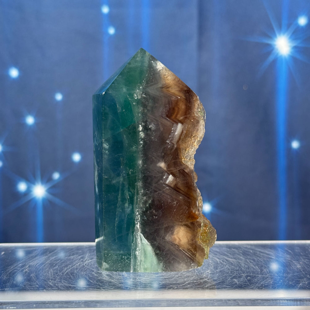Rainbow Fluorite Point with a Natural Side – 0.232 kg
