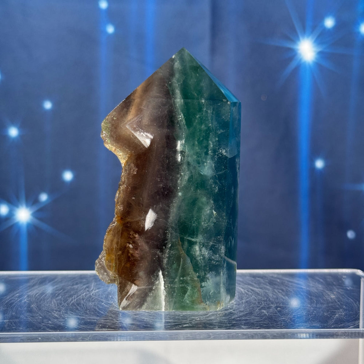 Rainbow Fluorite Point with a Natural Side – 0.232 kg
