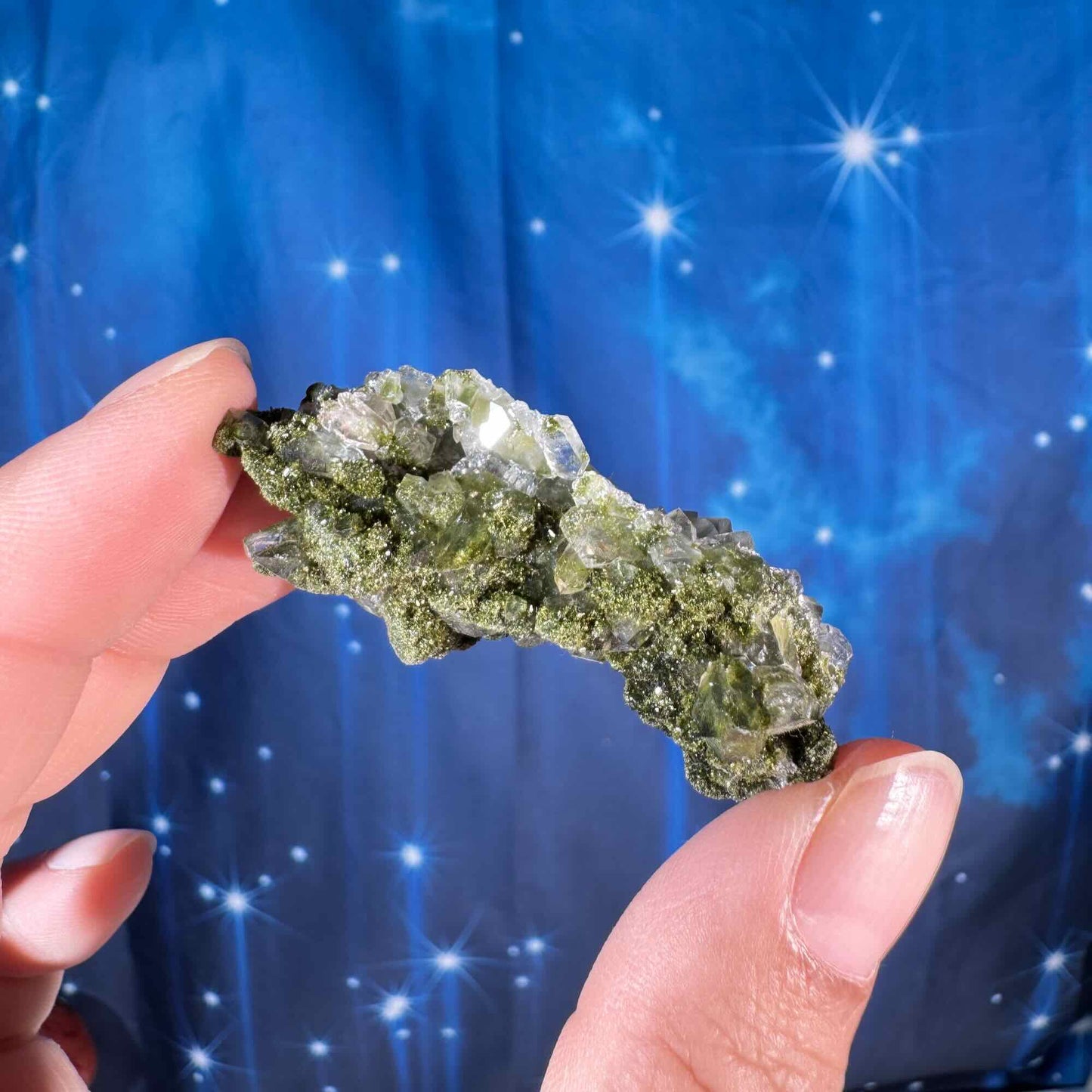 Epidote raw - 2" × 1 1/8" × 7/8" - 0.8 oz - "fairy forest"