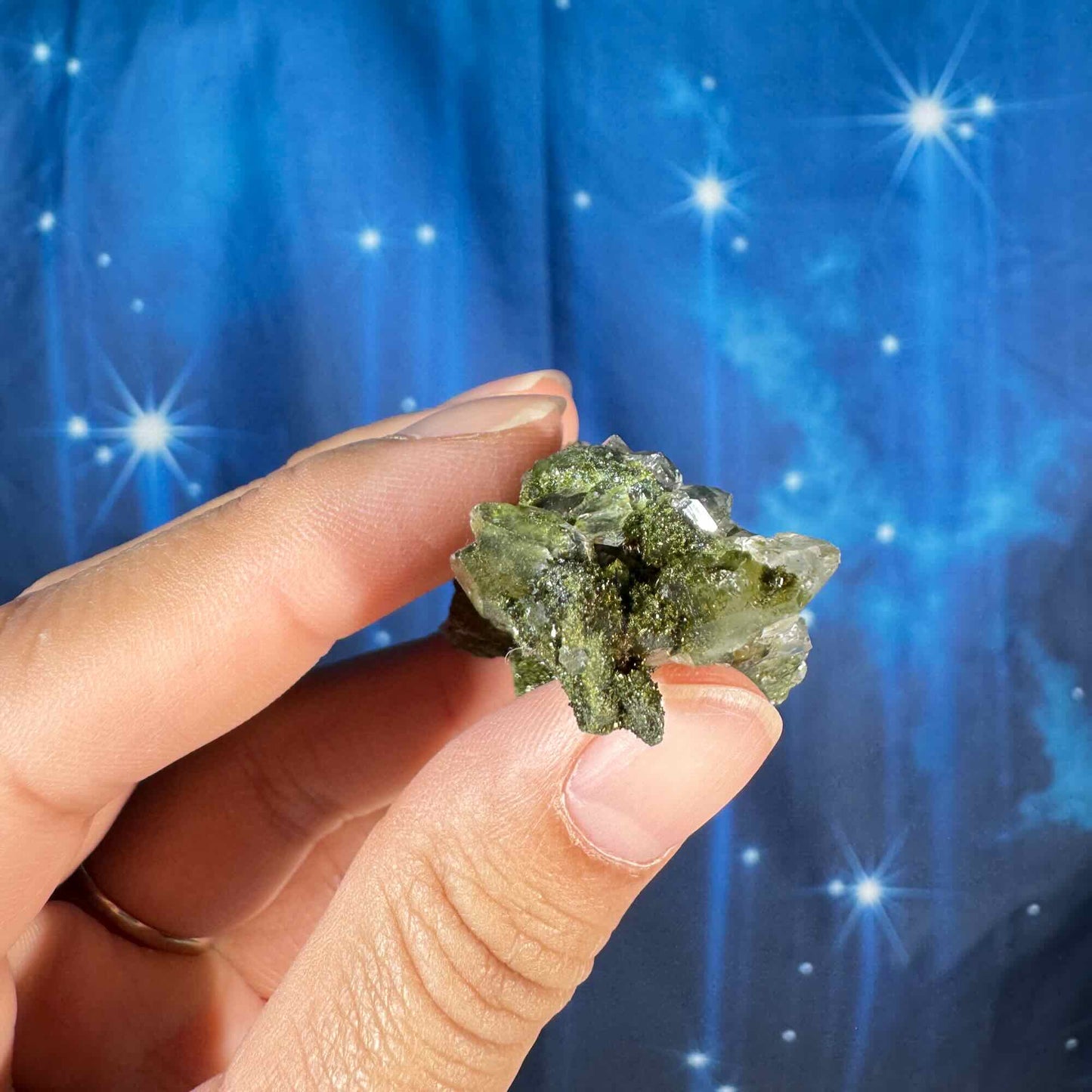 Epidote raw - 2" × 1 1/8" × 7/8" - 0.8 oz - "fairy forest"