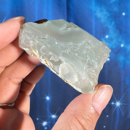 Green chalcedony raw chunk - 2 1/4" × 1 3/8" × 1 1/8" - 2.5 oz - natural seafoam silica - dream chalcedony