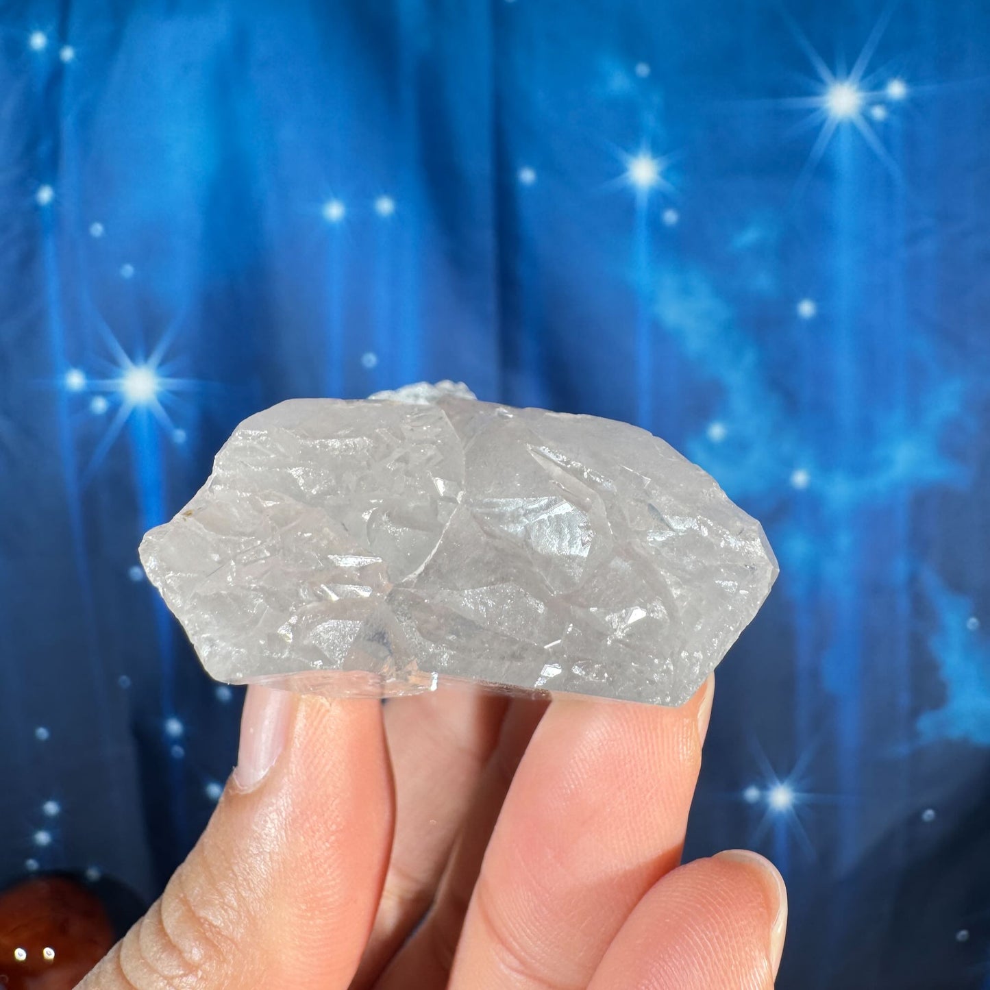 Clear quartz natural point - 2 3/4" × 1 1/2" × 1 1/4" - 2.4 oz - with rider crystal