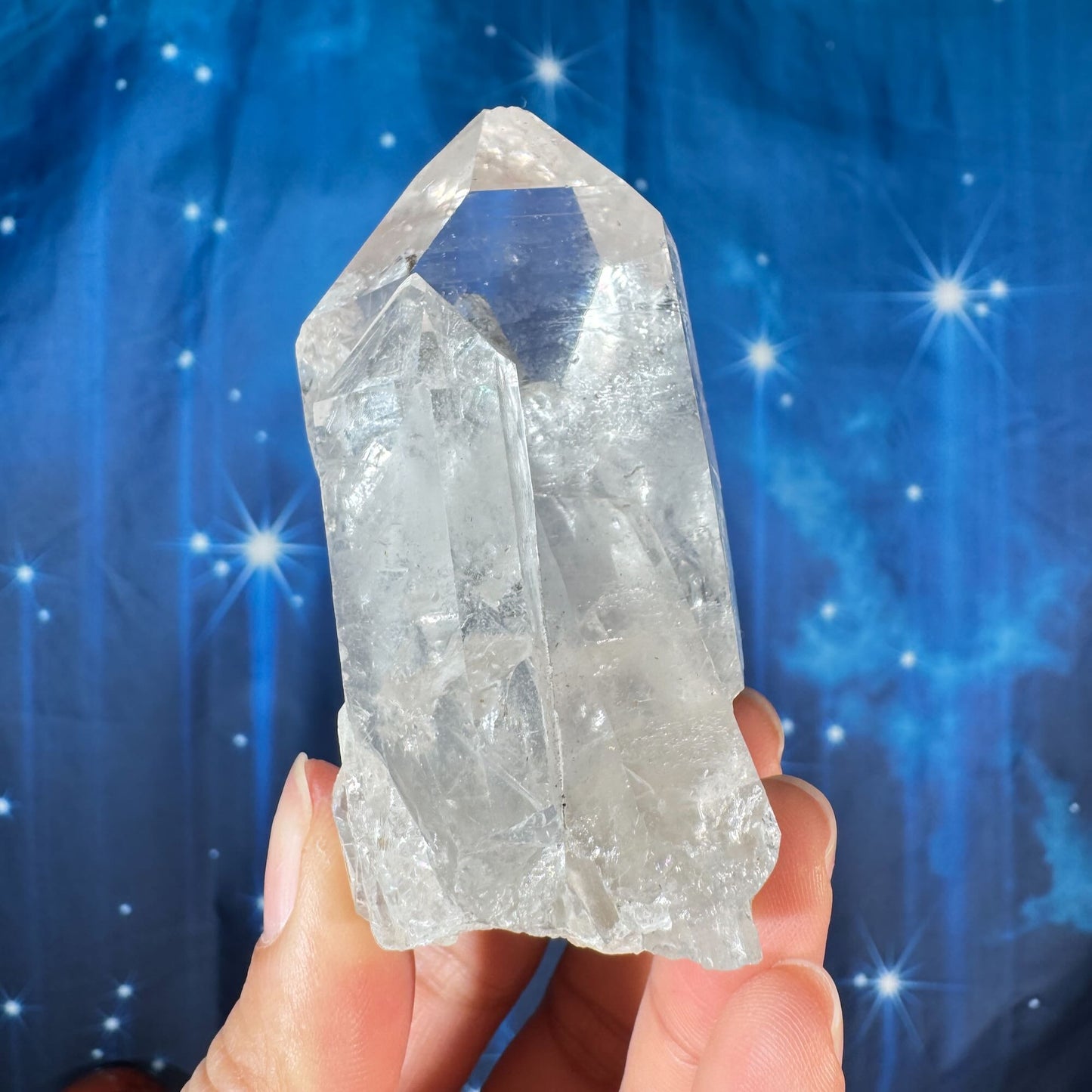 Clear quartz twin cluster - 1 7/8" × 1 1/2" × 3 1/8" - 6.5 oz - self-healed base