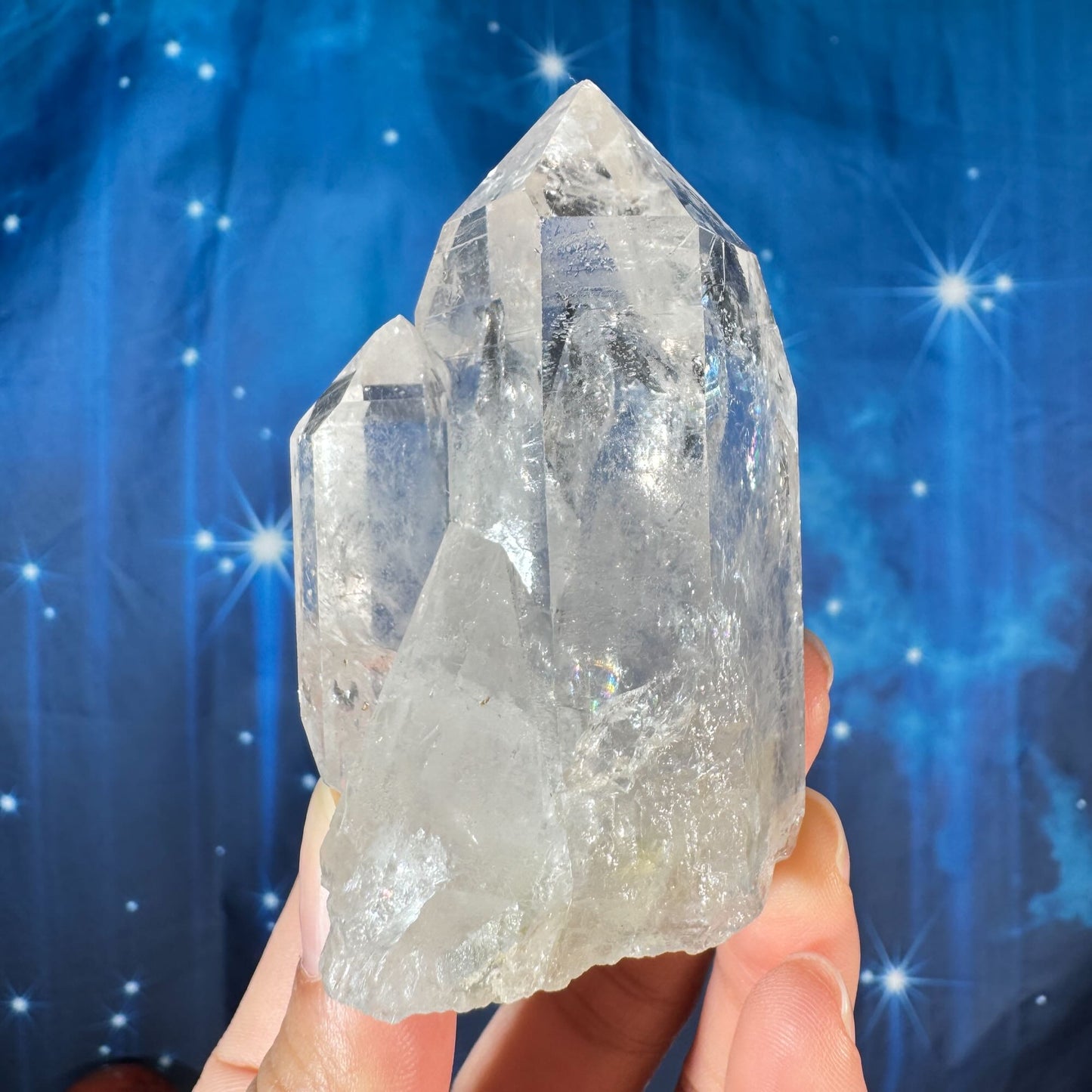 Clear quartz twin cluster - 1 7/8" × 1 1/2" × 3 1/8" - 6.5 oz - self-healed base