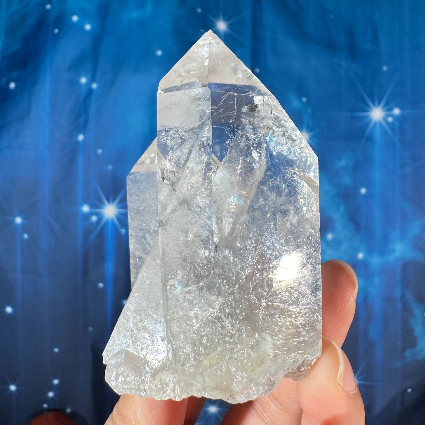 Clear quartz twin cluster - 1 7/8" × 1 1/2" × 3 1/8" - 6.5 oz - self-healed base