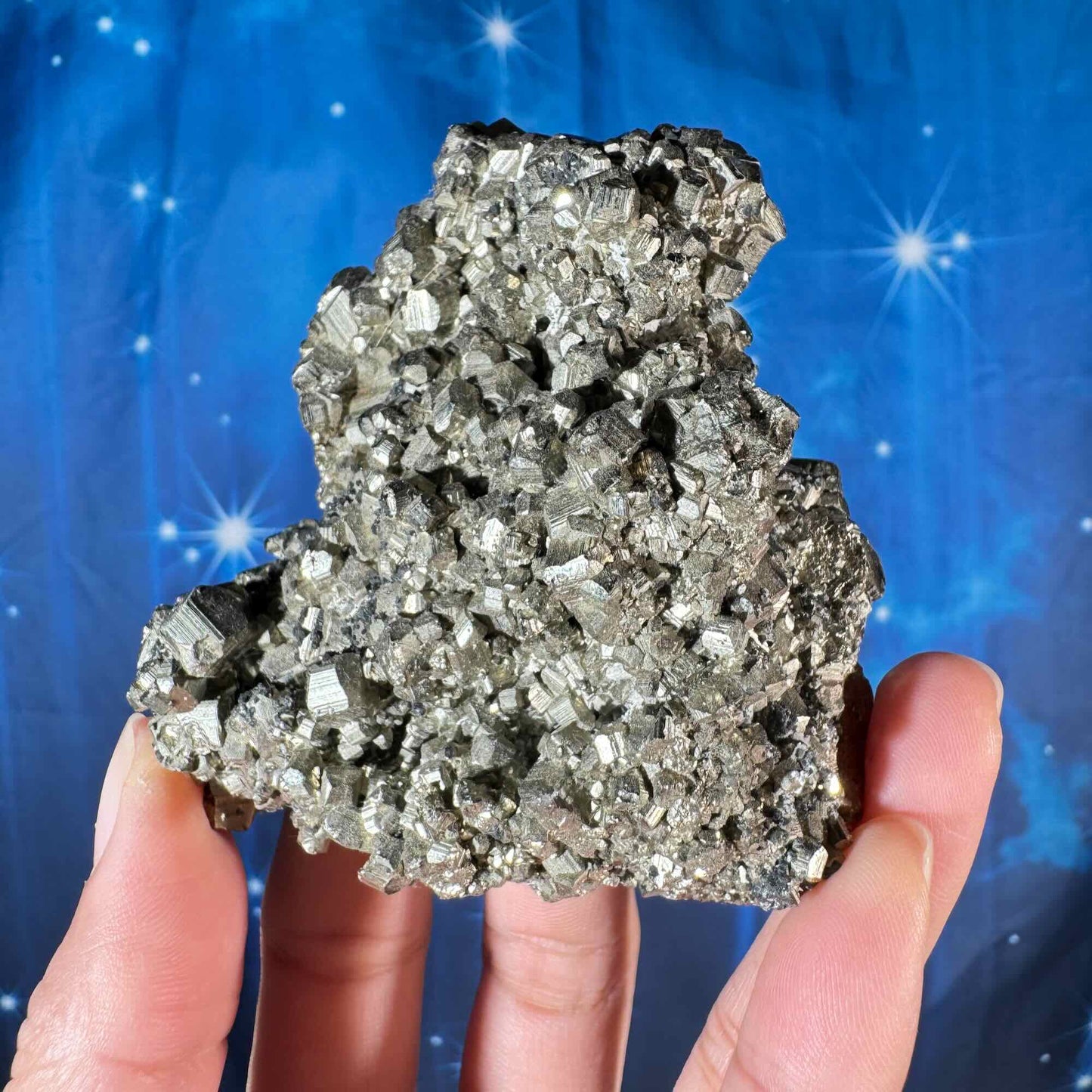 Pyrite cluster specimen - 3 1/4" × 2 3/4" × 1 1/4" - 9.5 oz