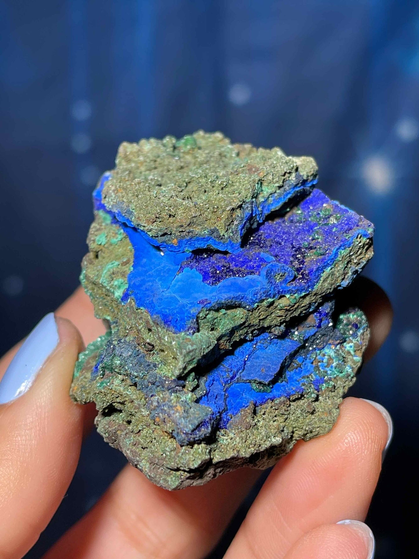 Azurite and Malachite specimen | 2 1/2" long | 73 grams | deep blue Azurite