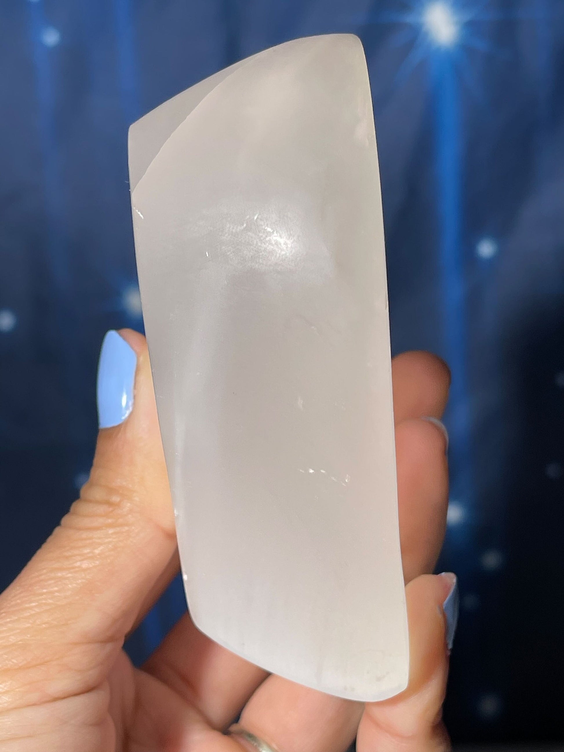 Satin Spar trinket dish | 3 1/2" long | 281 grams | heart dish | shallow trinket dish | Selenite Satin Spar