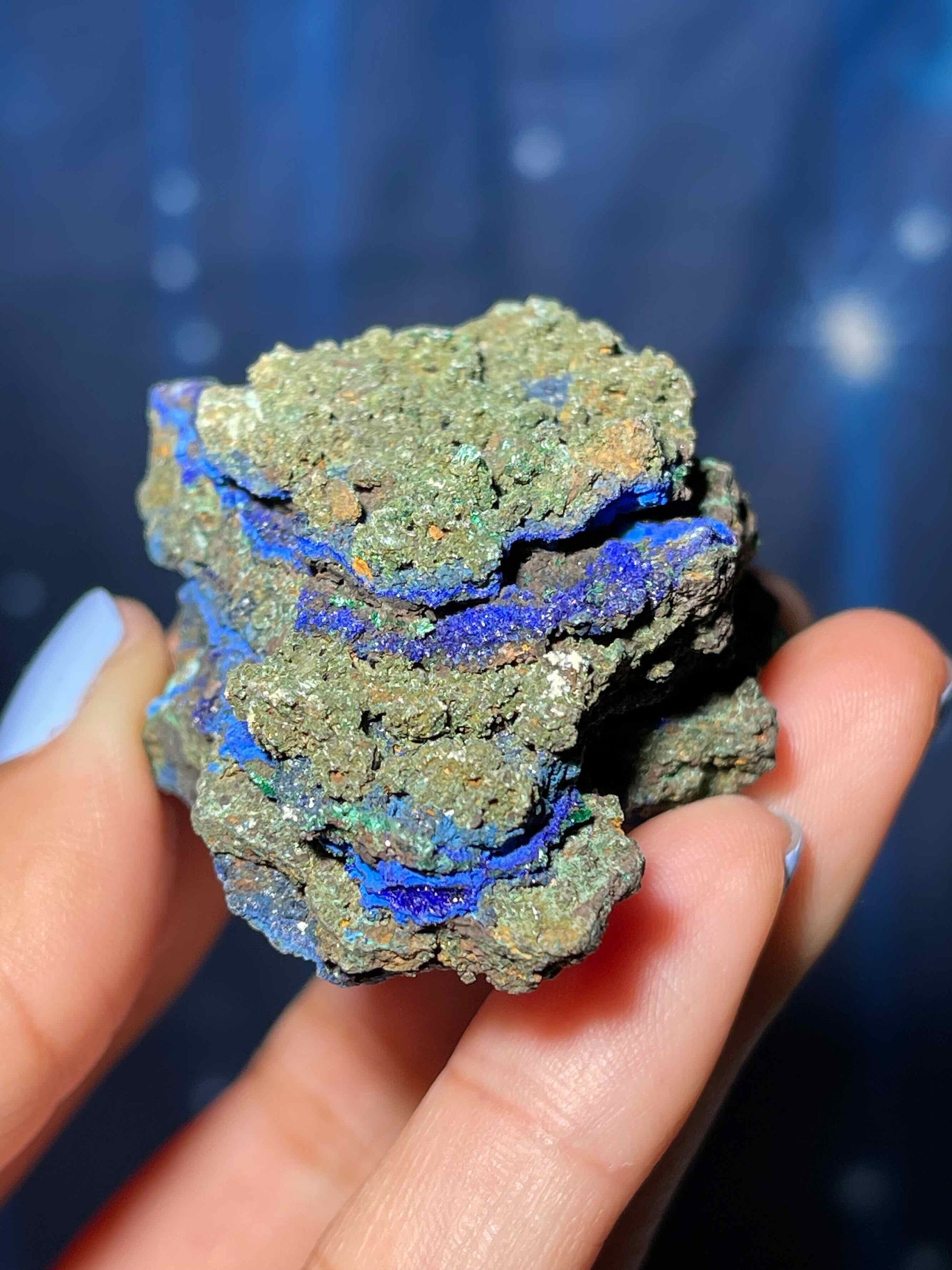 Azurite and Malachite specimen | 2 1/2" long | 73 grams | deep blue Azurite