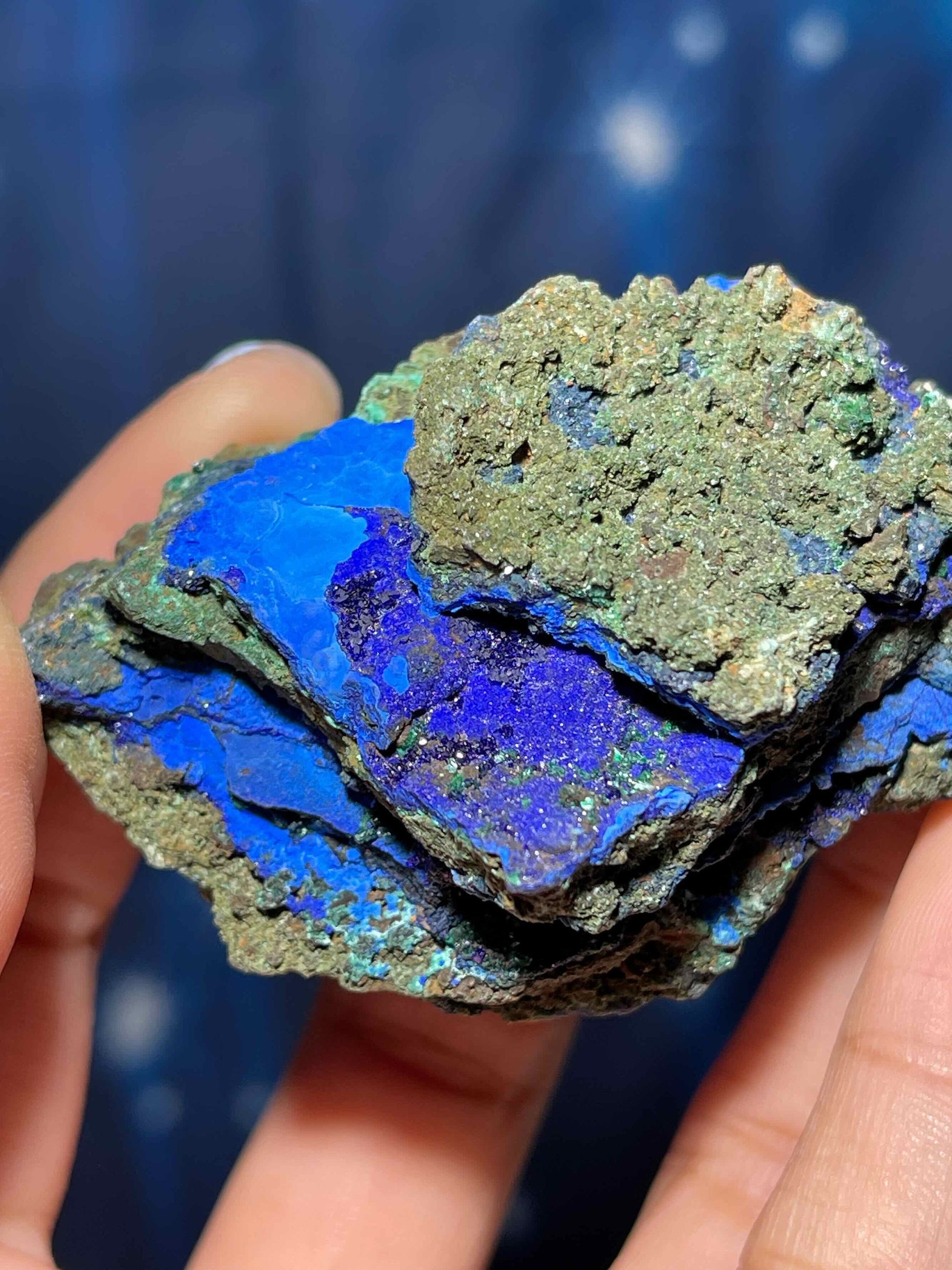 Azurite and Malachite specimen | 2 1/2" long | 73 grams | deep blue Azurite