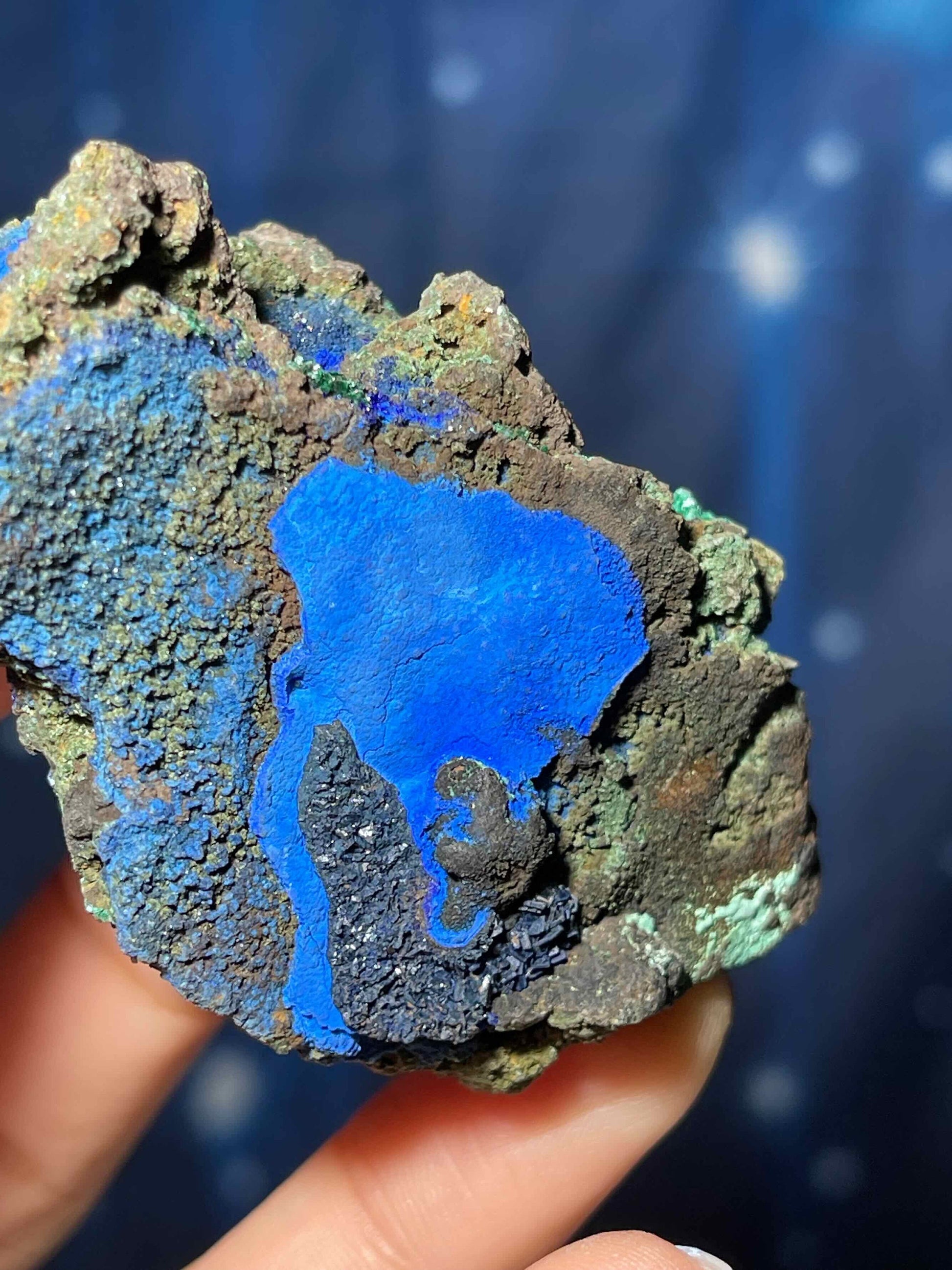 Azurite and Malachite specimen | 2 1/2" long | 73 grams | deep blue Azurite