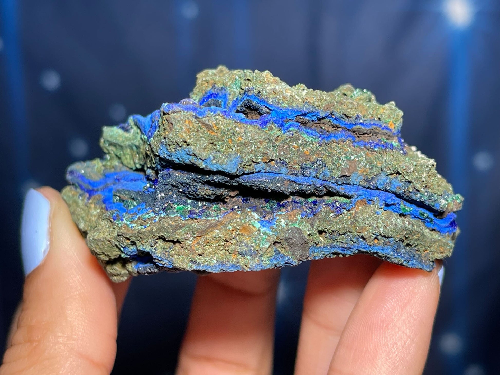 Azurite and Malachite specimen | 2 1/2" long | 73 grams | deep blue Azurite