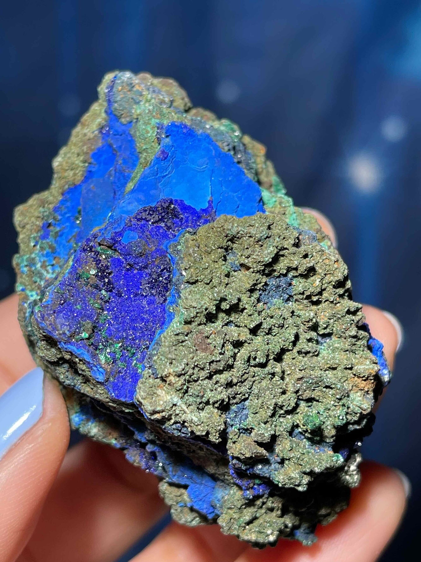 Azurite and Malachite specimen | 2 1/2" long | 73 grams | deep blue Azurite