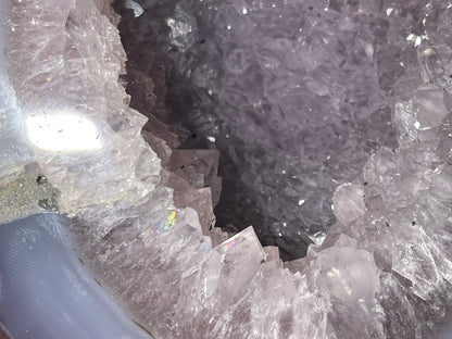 XL Agate Geode | 6" long | 1.520 kilograms | NO PAIR | mini rainbows | Dendrite inclusions