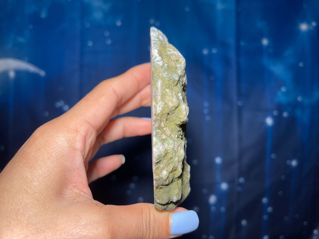 Unpolished Flower Agate slab | 4 1/8” long | 206 grams | matte look | NOT self-standing