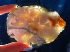 Unpolished Flower Agate slab | 4 1/8” long | 206 grams | matte look | NOT self-standing