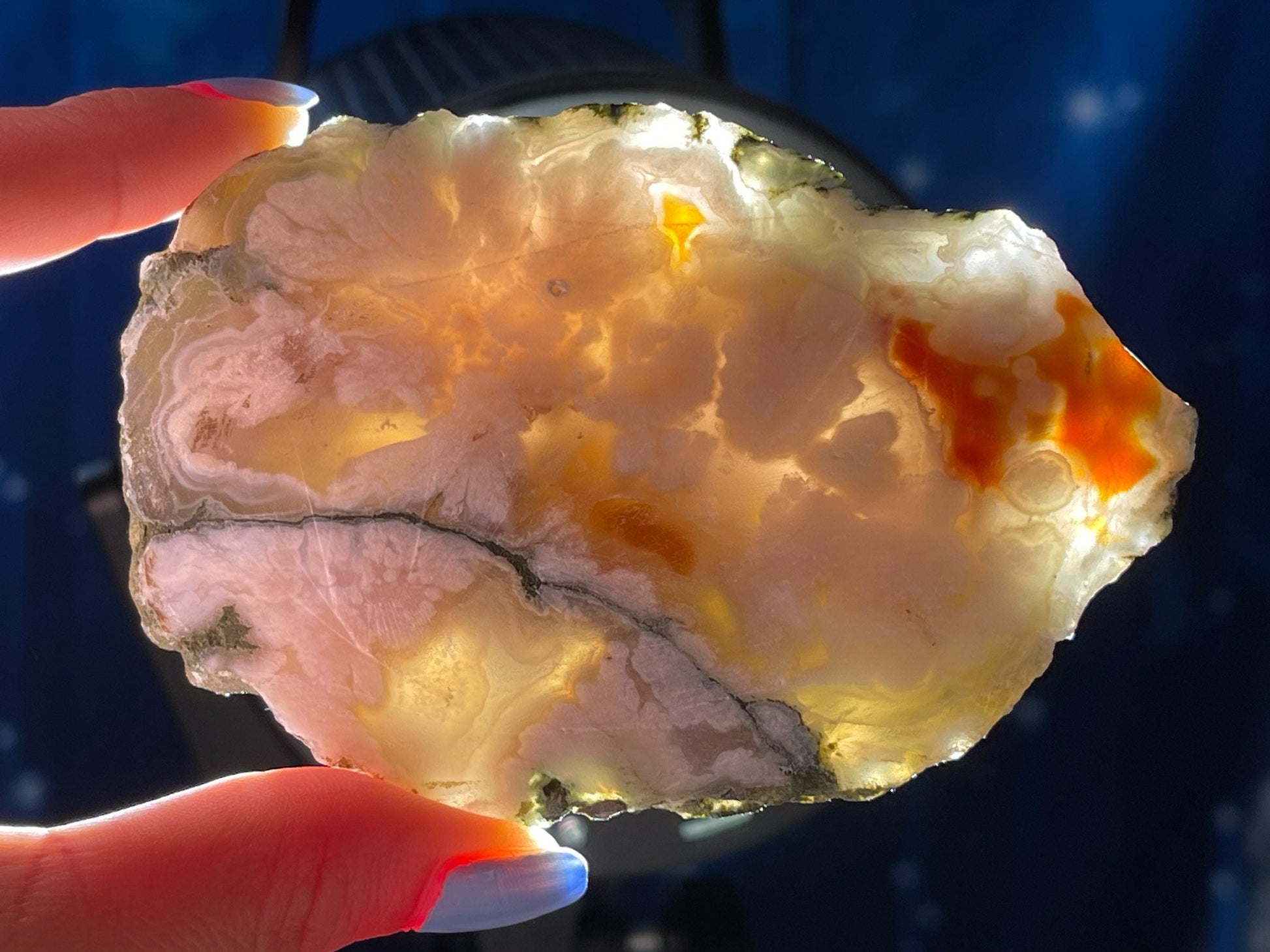 Unpolished Flower Agate slab | 4 1/8” long | 206 grams | matte look | NOT self-standing