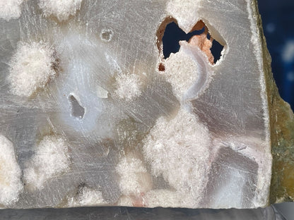 Unpolished Flower Agate slab | 5” long | 260 grams | DOES self-stand | matte look