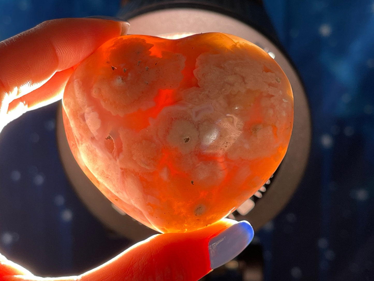 Puffy Flower Agate heart | 2 3/8” long | 215 grams | stand included