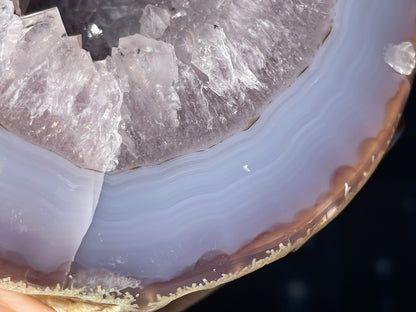 XL Agate Geode | 6" long | 1.520 kilograms | NO PAIR | mini rainbows | Dendrite inclusions