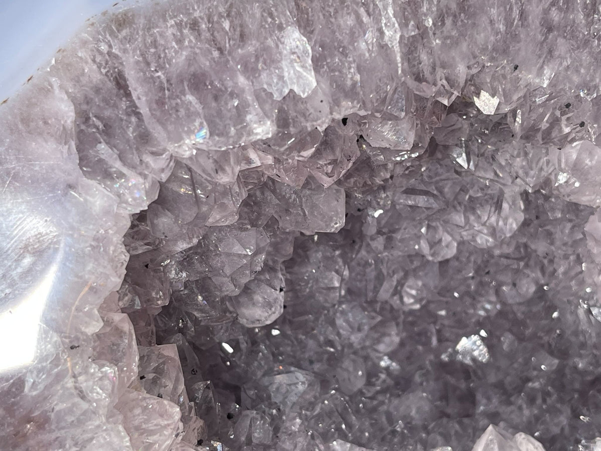 XL Agate Geode | 6" long | 1.520 kilograms | NO PAIR | mini rainbows | Dendrite inclusions