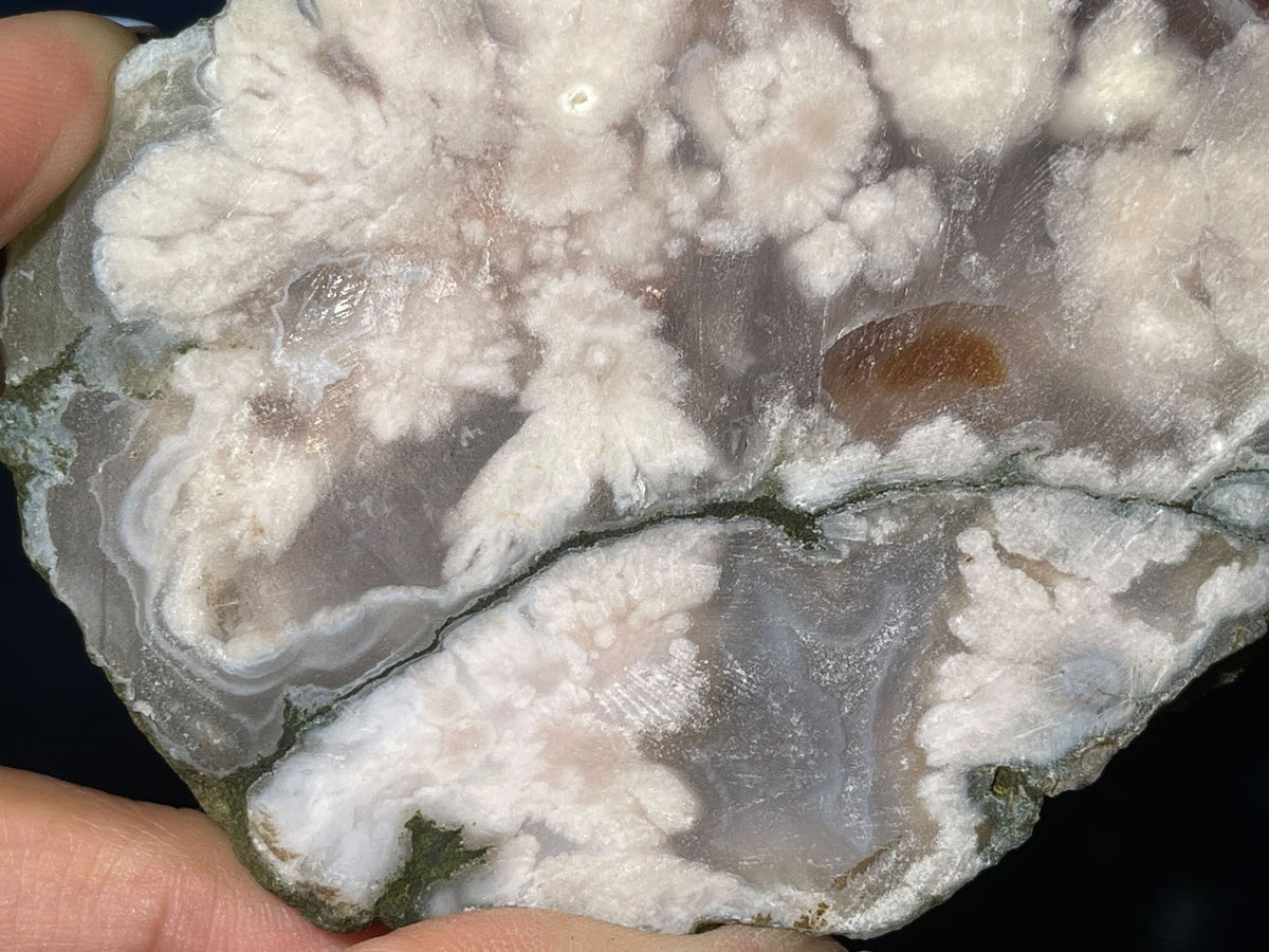 Unpolished Flower Agate slab | 4 1/8” long | 206 grams | matte look | NOT self-standing
