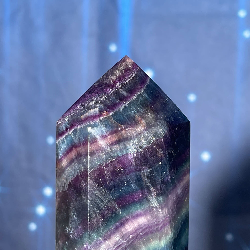 Rainbow Fluorite DT | 5 3/4" long | 428 grams | Damage Discount | banded Fluorite DT